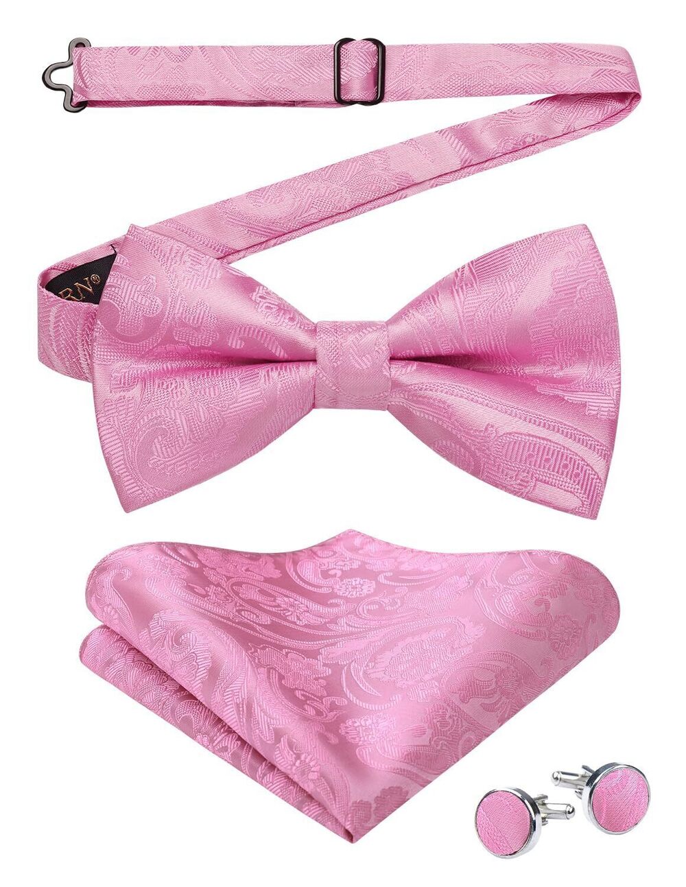 4722 Bow Ties Pink Bow Tie Light Pink Paisley Pre-Tied Bow Tie